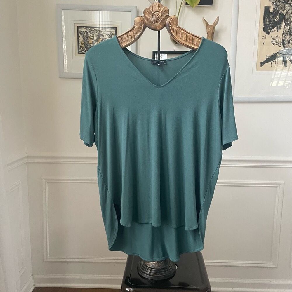 Universal Standard Liquid Jersey Emma V Neck Easy Tee Green XS 10 12 L